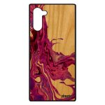 Coque bois pour samsung note 10 silicone peinture marbre effet frne matiere smartphone violet fait main ...