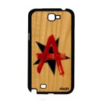 Coque en bois pour samsung note 2 silicone anarchie urbain logo design et samsung galaxy note 2