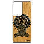 Coque en bois samsung s21 ultra silicone bouddha personnalis cadeau de noel zen mandala rosace pochoir ...