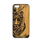 Coque en bois silicone pour apple iphone 5 5s se tigre ethnique dessin tatouage