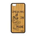 Coque bois silicone apple iphone 5c j'peux pas j'ai piscine original smartphone