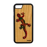 Coque en bois silicone apple iphone 7 salamandre ethnique jamaique etui a