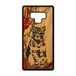 Coque en bois silicone chat samsung note 9 tribal tigr� mignon art marron samsung galaxy note 9