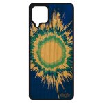 Coque en bois silicone explosion samsung galaxy a12 effet noir galaxie soleil cadeau case design bleu ...