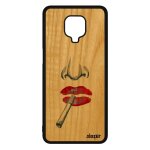 Coque en bois silicone femme telephone xiaomi redmi note 9s de protection rouge levres abstrait bouche ...