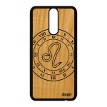 Coque bois silicone pour huawei mate 10 lite signe astrologique lion dessin case