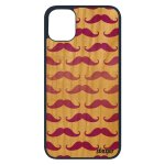 Coque bois silicone iphone 11 pro moustache tendance image couleur rose chapeau melon cover housse tpu ...