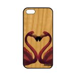 Coque en bois silicone pour iphone 5 5s se flamand rose animal tpu telephone romantique 32 go 4g oiseau ...