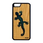 Coque en bois silicone iphone 6 6s plus salamandre bumper azteque antichoc