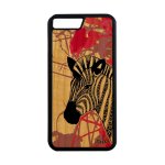 Coque en bois silicone iphone 7 plus zebre 4g dessin solide ethnique case iphone 7 plus