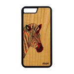 Coque en bois silicone iphone 7 plus zebre ethnique mobile dessin couleur