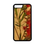 Coque bois silicone iphone 8 + plus fleurs design case texture fond mobile noir plante exotique souple ...
