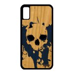 Coque en bois silicone iphone xs tete de mort tatouage portable telephone iphone xs