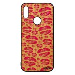 Coque bois silicone levres pour y6 2019 femme rose antichoc portable cadeau saint valentin smack telephone ...