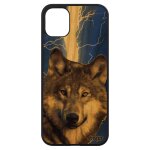 Coque en bois silicone loup pour iphone 11 animal telephone noir animaux 64 go bumper eclair portable ...