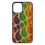 Coque en bois silicone motif cachemire iphone 12 / 12 pro tendance noir gay indien imprim� case ethnique ...
