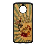 Coque bois silicone moto e4 plus j'peux pas j'dois garder ma poule jpeux comique animal design tpu humour ...