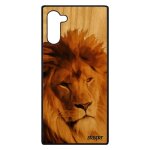 Coque en bois silicone de protection galaxy note 10 lion animaux animal housse design nature mobile lionne ...