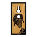 Coque vrai bois silicone de protection sony xperia xz2 joker bumper gris design super heros motif clown ...