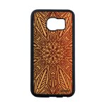 Coque en bois silicone samsung s6 edge mandala noir tibet smartphone etui samsung galaxy s6 edge