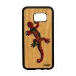 Coque en bois silicone samsung s7 salamandre noir reggae portable reptile samsung galaxy s7