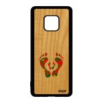 Coque en bois silicone trace de pas huawei mate 20 pro antichoc dessin case gel