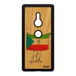 Coque en bois pour sony xperia xz2 silicone drapeau guinee equatoriale guineen coupe du monde telephone ...