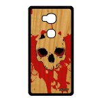 Coque bois tete de mort honor 5x silicone sang squelette telephone masque crane
