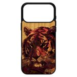 Coque en bois tigre pour iphone 17 pro max silicone animaux sauvage cover tigresse grapgique art violet ...