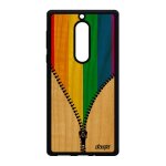 Coque bois veritable drapeau gay pride pour nokia 5 silicone rainbow parade antichoc frne marche des ...