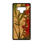 Coque en bois veritable pour note 9 silicone fleurs plante exotique texture vert design antichoc artisanat ...