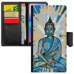 Coque bouddha rabat galaxy s24 cuir portefeuille pu nepal antichoc housse femme chine spirituel bleu ...