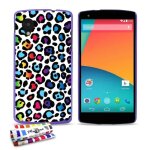 Coque case google nexus 5 leopard rainbow contour violet silicone rigide (tpu)