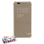 Coque case htc one a9   dot touch   dot view or gold folio design (b23)