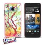Coque case htc one mini m4 poesie liberty contour jaune silicone rigide (tpu)