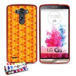Coque case lg g3   cubes oranges   silicone rouge souple (tpu)