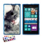 Coque case nokia lumia 925   chaton   silicone bleu souple (tpu)
