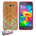 Coque case samsung galaxy grand prime   peinture sur bois   silicone rose souple (tpu)