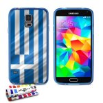 Coque case samsung galaxy s5   drapeau grece   silicone bleu souple (tpu)