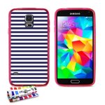 Coque case samsung galaxy s5   mariniere bleue   silicone rose souple (tpu)
