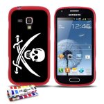 Coque case samsung galaxy trend   tete de mort   silicone rouge souple (tpu)