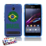 Coque case sony xperia e1   ballon br�sil   silicone bleu souple (tpu)