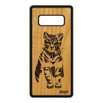 Coque chat galaxy note 8 en bois silicone mignon chaton felin ethnique a samsung galaxy note 8
