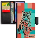 Coque chat rabat pour honor 10 portefeuille ethnique design fantaisie dessin mignon petit azteque noir ...