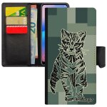 Coque chat pour samsung galaxy a20e cuir portefeuille ethnique antichoc leather telephone motif gris ...
