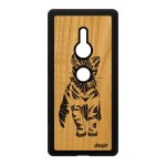 Coque chat sony xperia xz2 en bois silicone femme noir felin personnalis� tribal