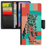 Coque chat telephone samsung galaxy a21s simili cuir rabat portefeuille felin smartphone carr� chaton ...