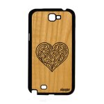 Coque coeur samsung note 2 bois silicone antichoc etui fantaisie rigide de samsung galaxy note 2