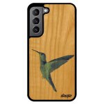 Coque colibri telephone samsung s22 bois silicone oiseau design nature animaux plumes bleu animal noir ...