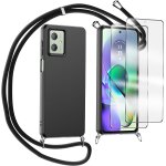 Coque collier pour motorola moto g54, avec verre tremp protection ecran silicone tpu housse etui de ...